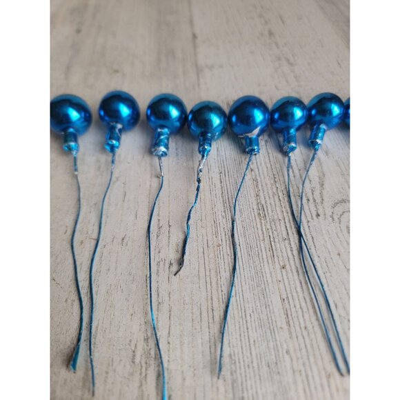 Vintage blue ball branch pick ornament mercury glass Xmas - Picture 4 of 13